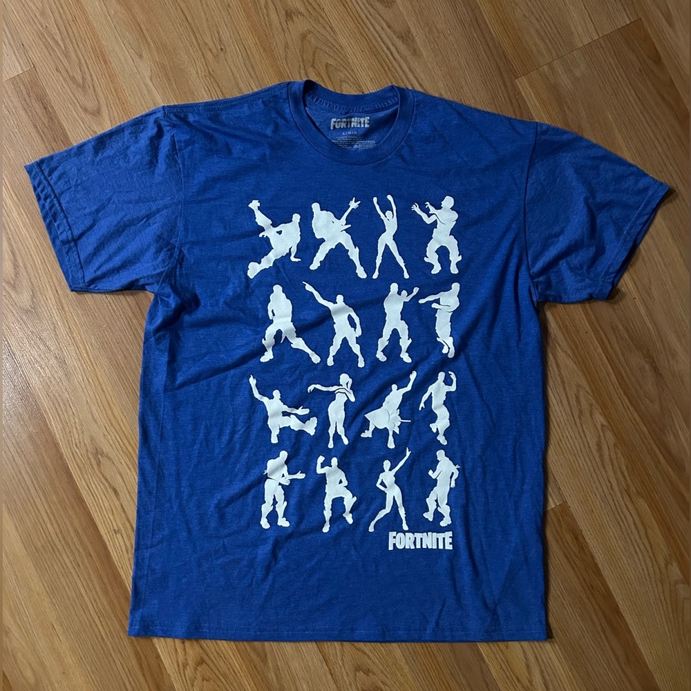 Men's Fortnite Short Sleeve Emote Dance Graphic T-Shirt blue Large